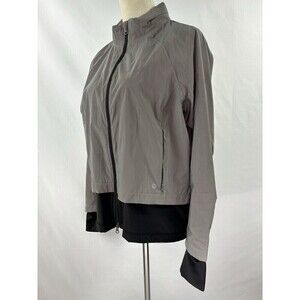 Calia Reflective Jacket Silver Black Medium Layered Look Zippered Hood